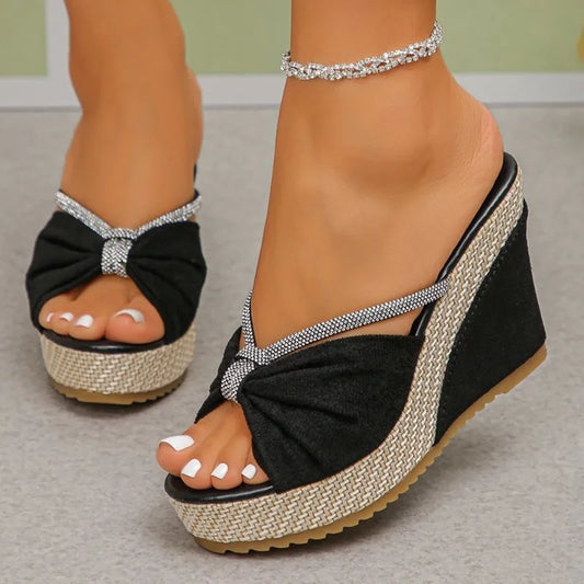 Naomi | Zeppe con fiocco e strass