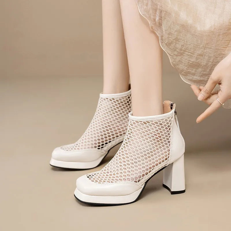 Stella | Scarpe in rete con tacco largo