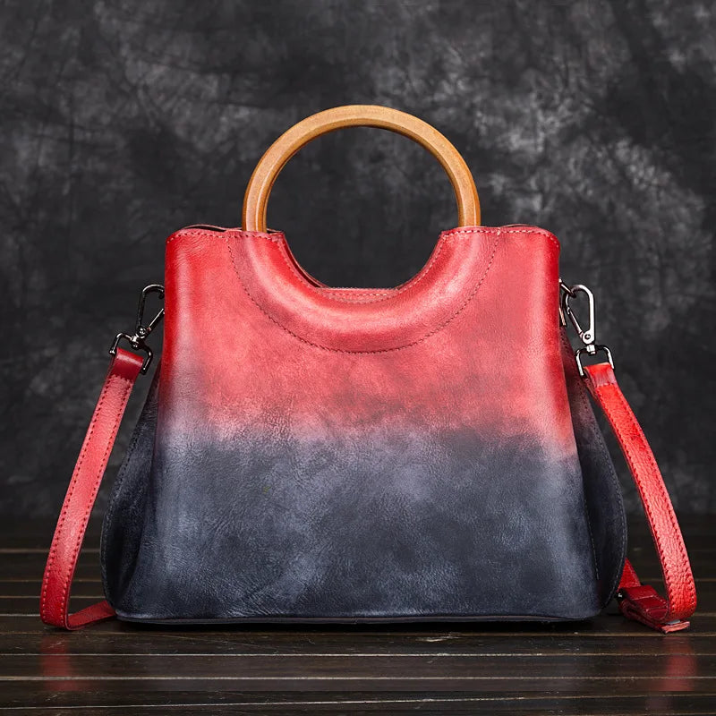 Jemma | Borsa in pelle con manico in legno