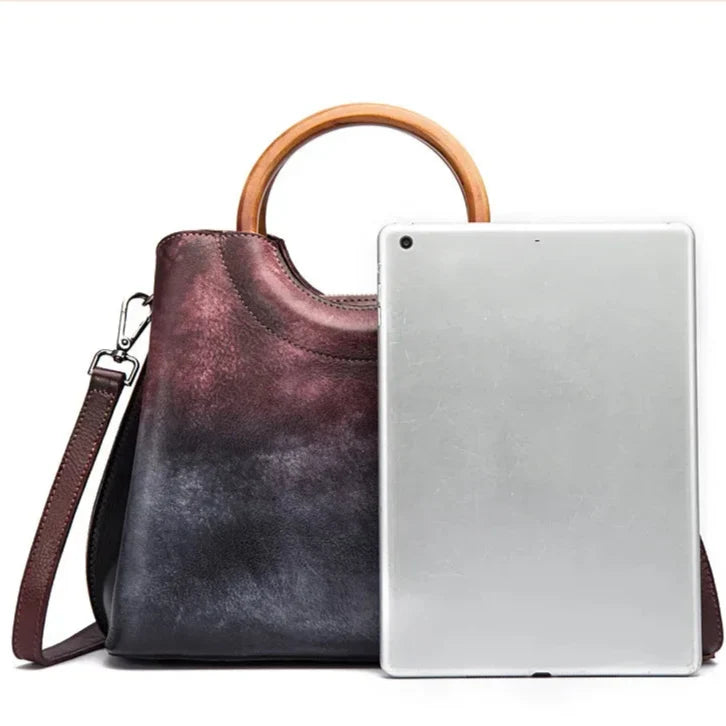 Jemma | Borsa in pelle con manico in legno