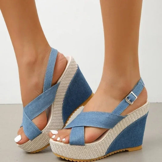 Maya | Sandali in denim con plateau