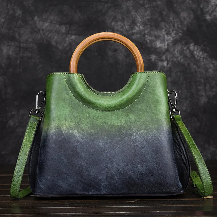 Jemma | Borsa in pelle con manico in legno