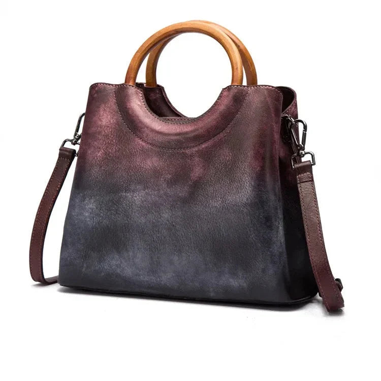 Jemma | Borsa in pelle con manico in legno