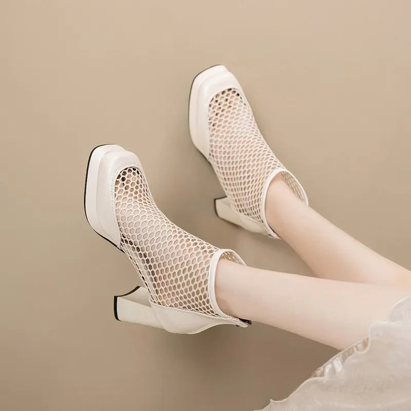 Stella | Scarpe in rete con tacco largo