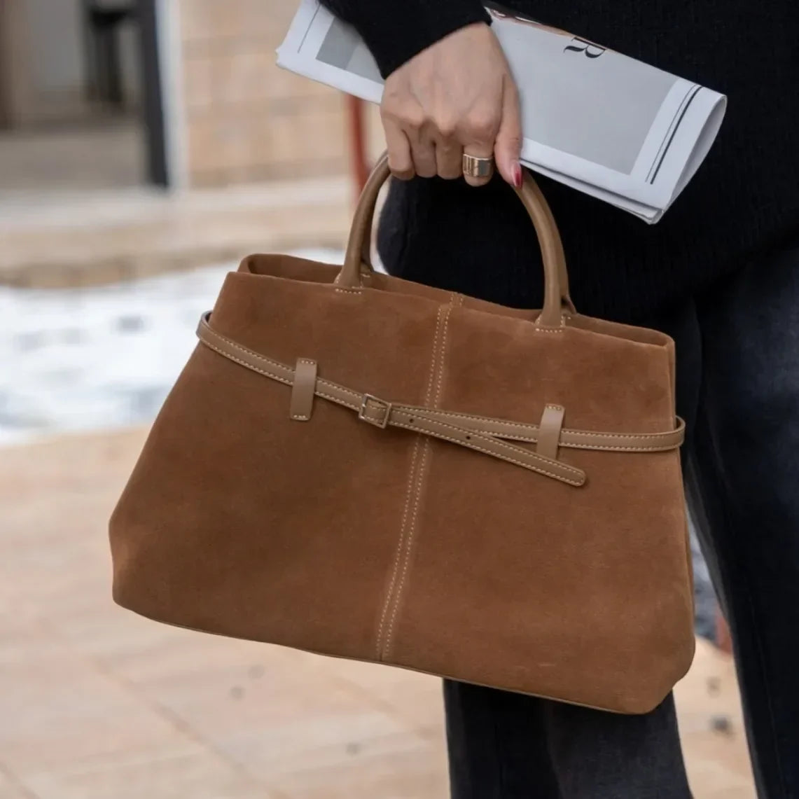 Sutton | Borsa tote in camoscio