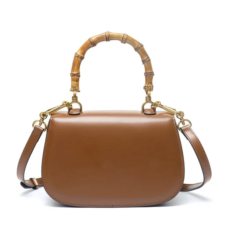 Astor | Borsa in pelle con manico in bambù