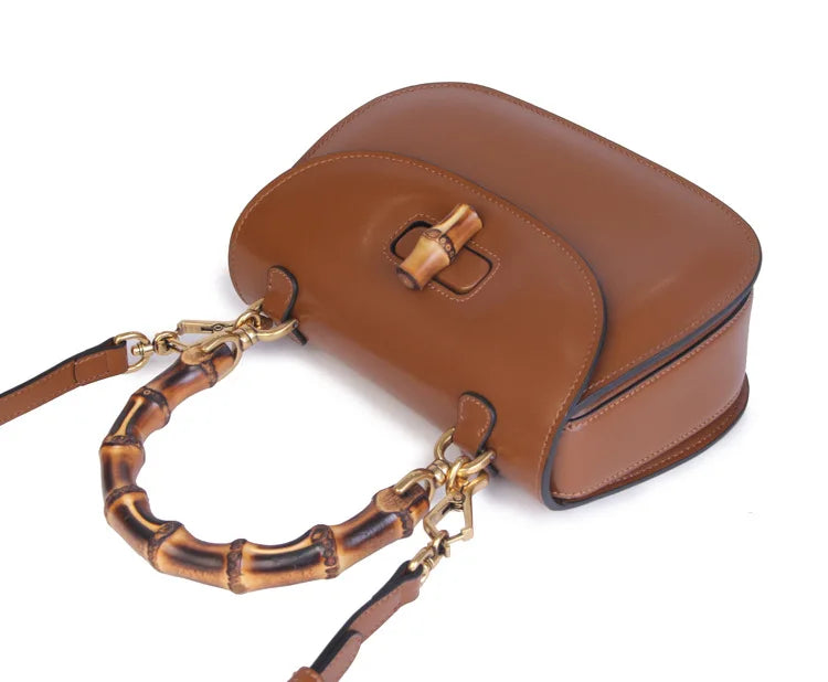 Astor | Borsa in pelle con manico in bambù