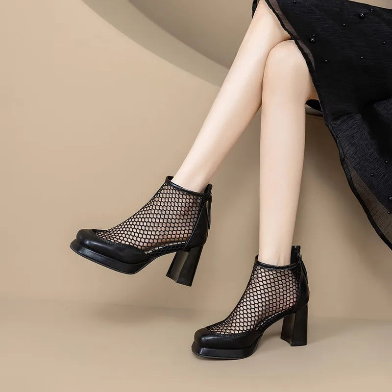 Stella | Scarpe in rete con tacco largo