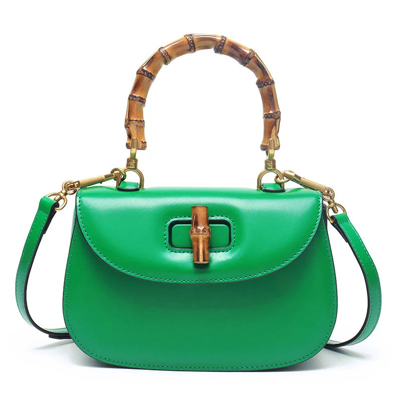 Astor | Borsa in pelle con manico in bambù