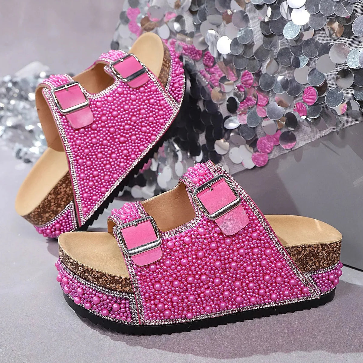 Isabelle | Sandali con plateau e perle