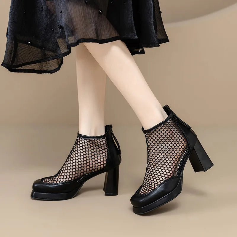 Stella | Scarpe in rete con tacco largo
