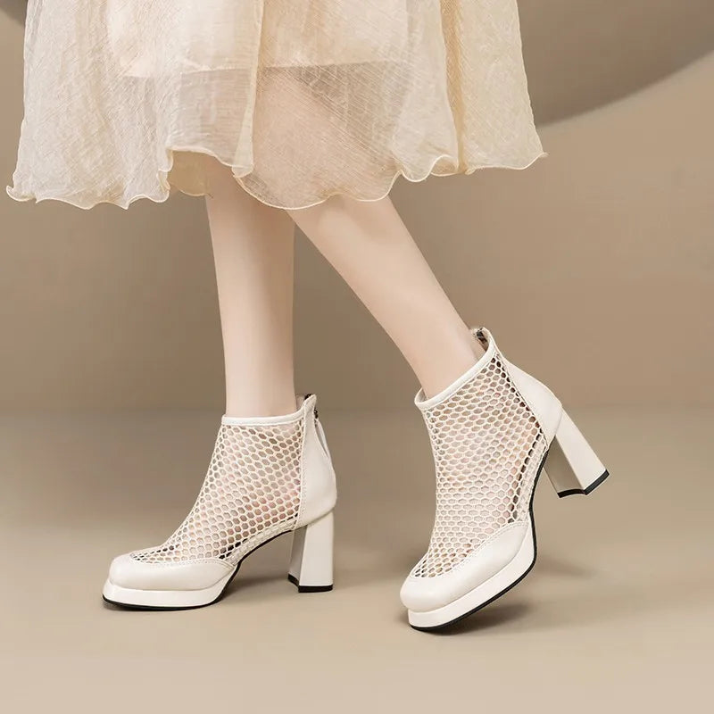 Stella | Scarpe in rete con tacco largo