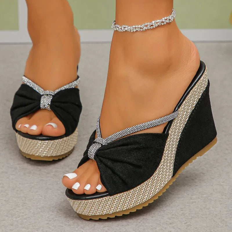 Naomi | Zeppe con fiocco e strass