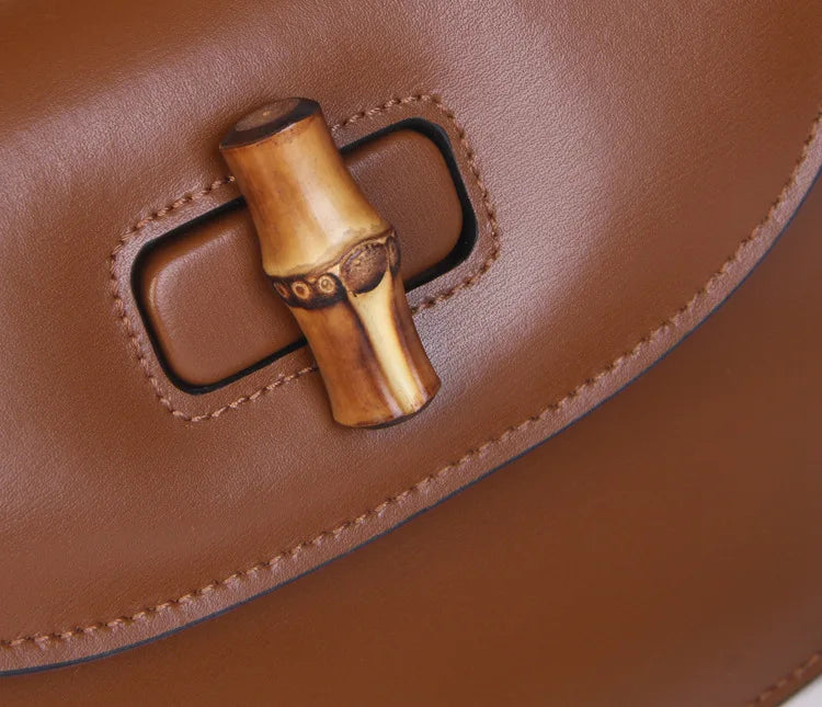 Astor | Borsa in pelle con manico in bambù