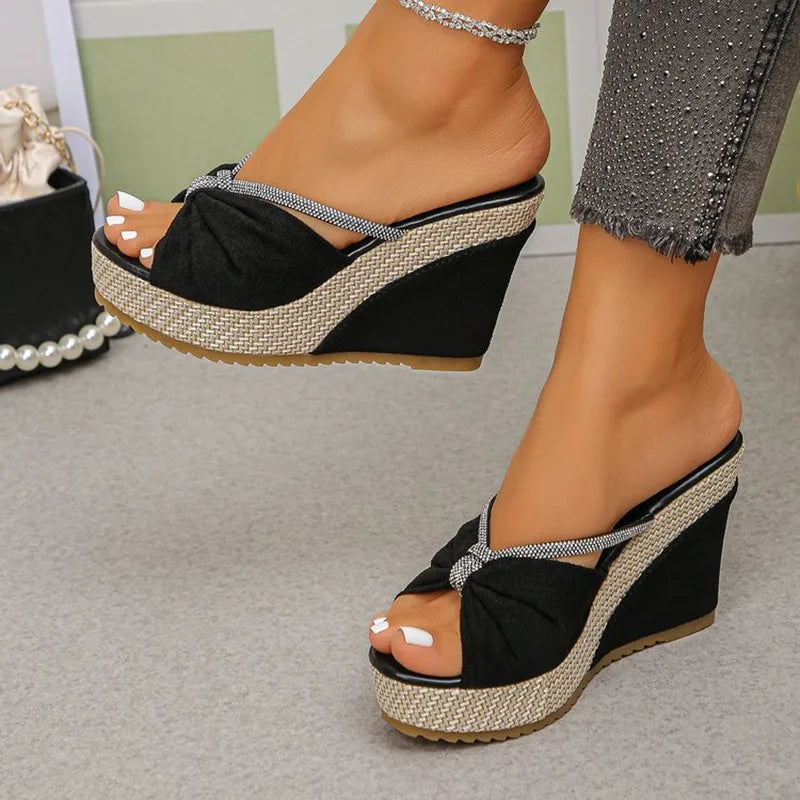 Naomi | Zeppe con fiocco e strass