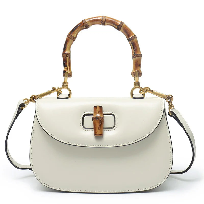 Astor | Borsa in pelle con manico in bambù