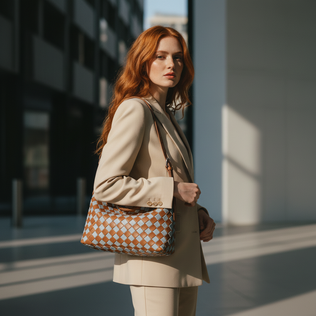 Tori | Borsa hobo intrecciata bicolore