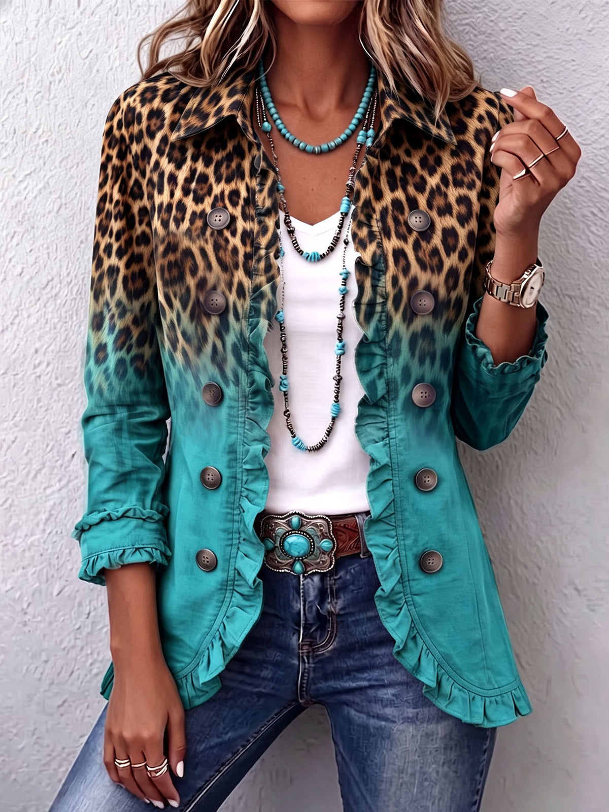 Giacca Lia Conti · Leopard Turchese