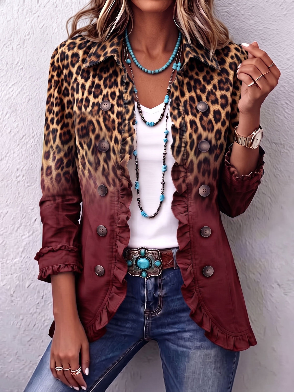 Giacca Lia Conti · Leopard Borgogna